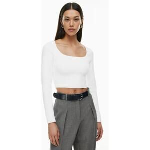 Aritzia Babaton Sculpt Knit Prominence Long Sleeve Top – Square Neck Cropped = S